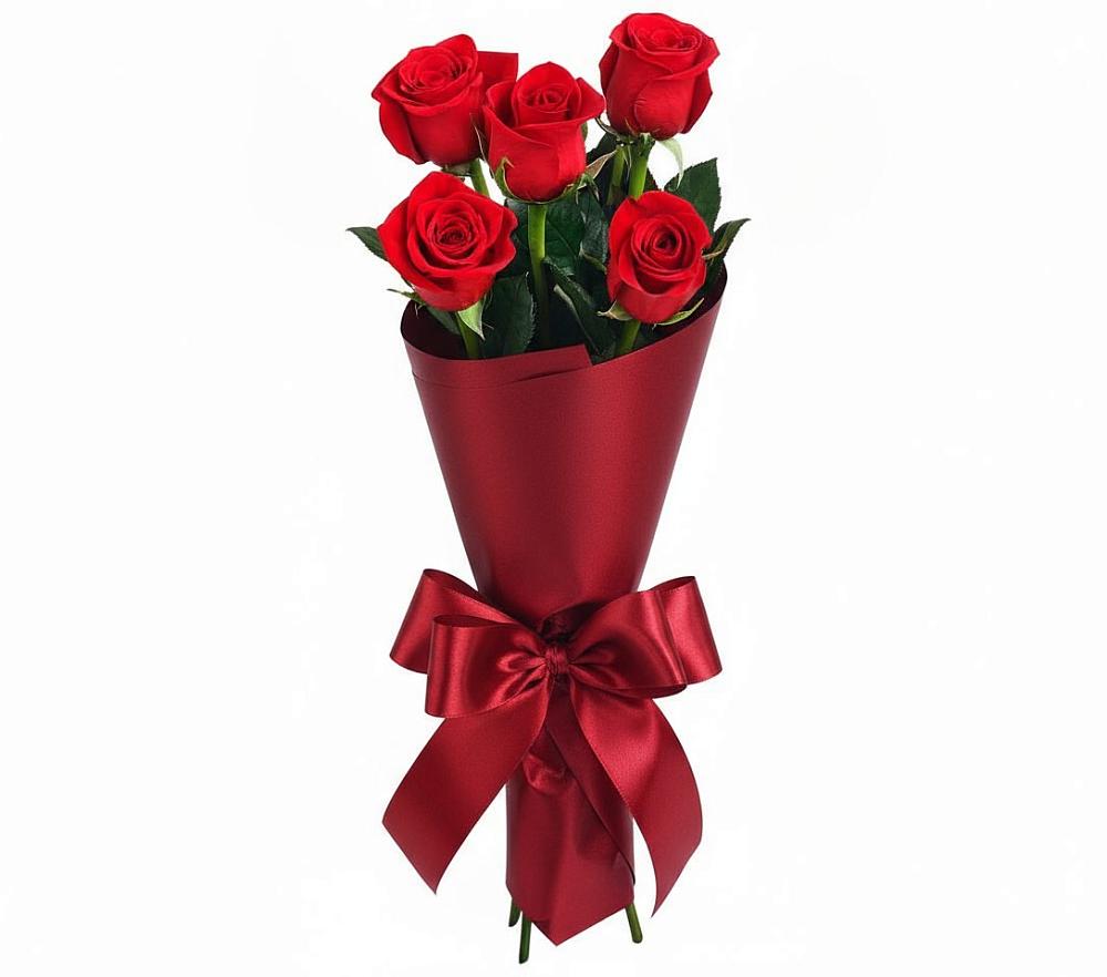Букет 5 Красных роз Эдлесс Лав в Майском