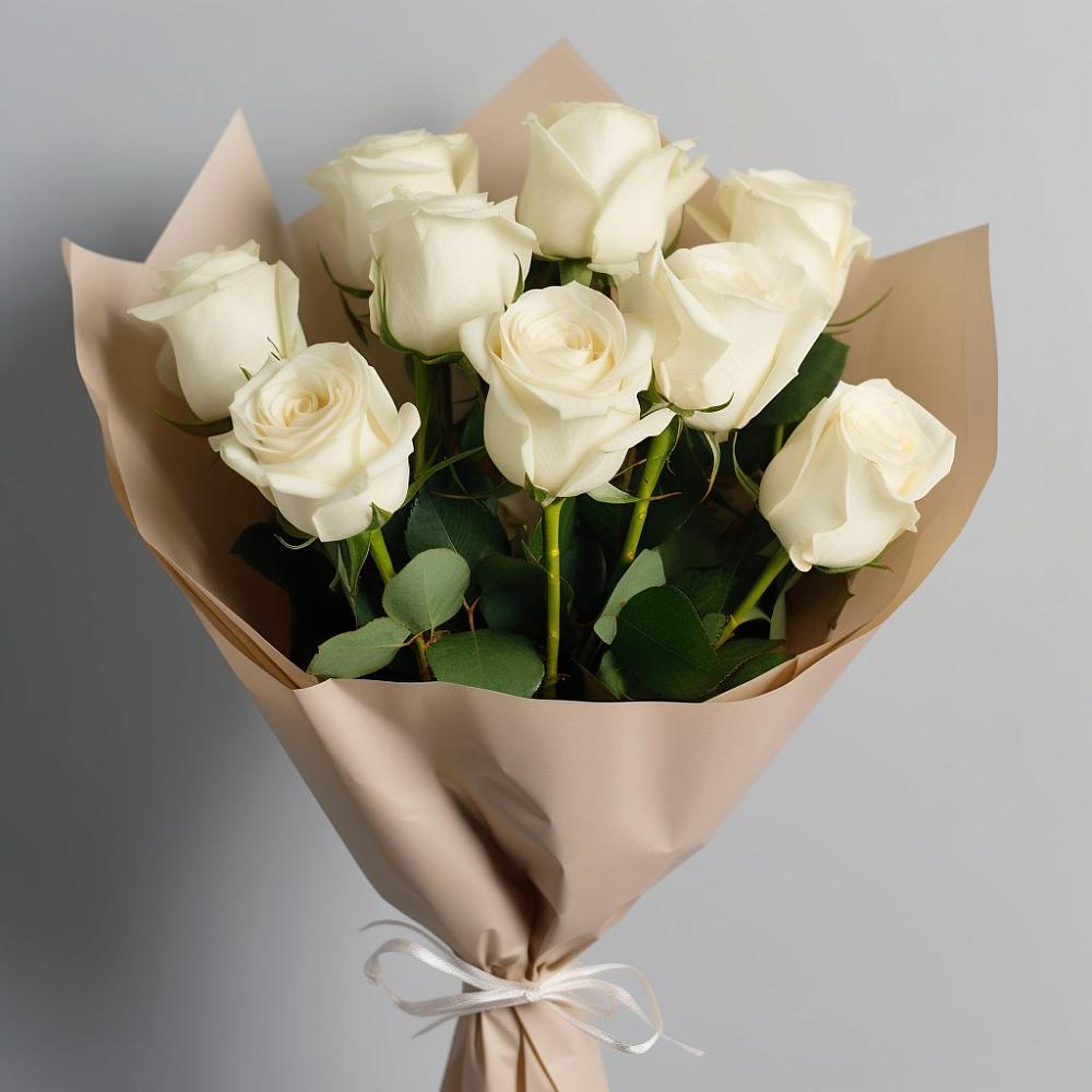 Букет 9 Белых роз Эдлесс Лав в Майском