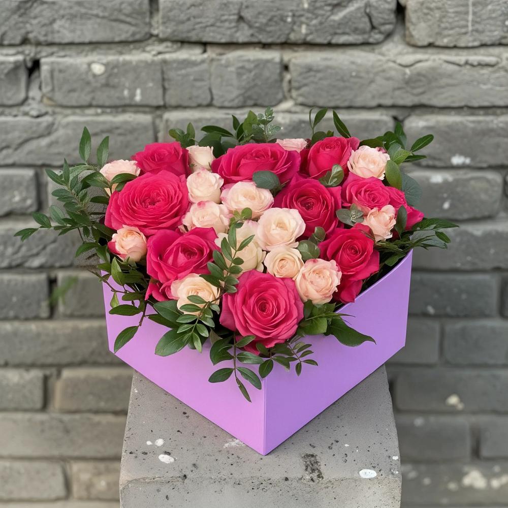 Цветочная композиция из Розы в коробке в Майском