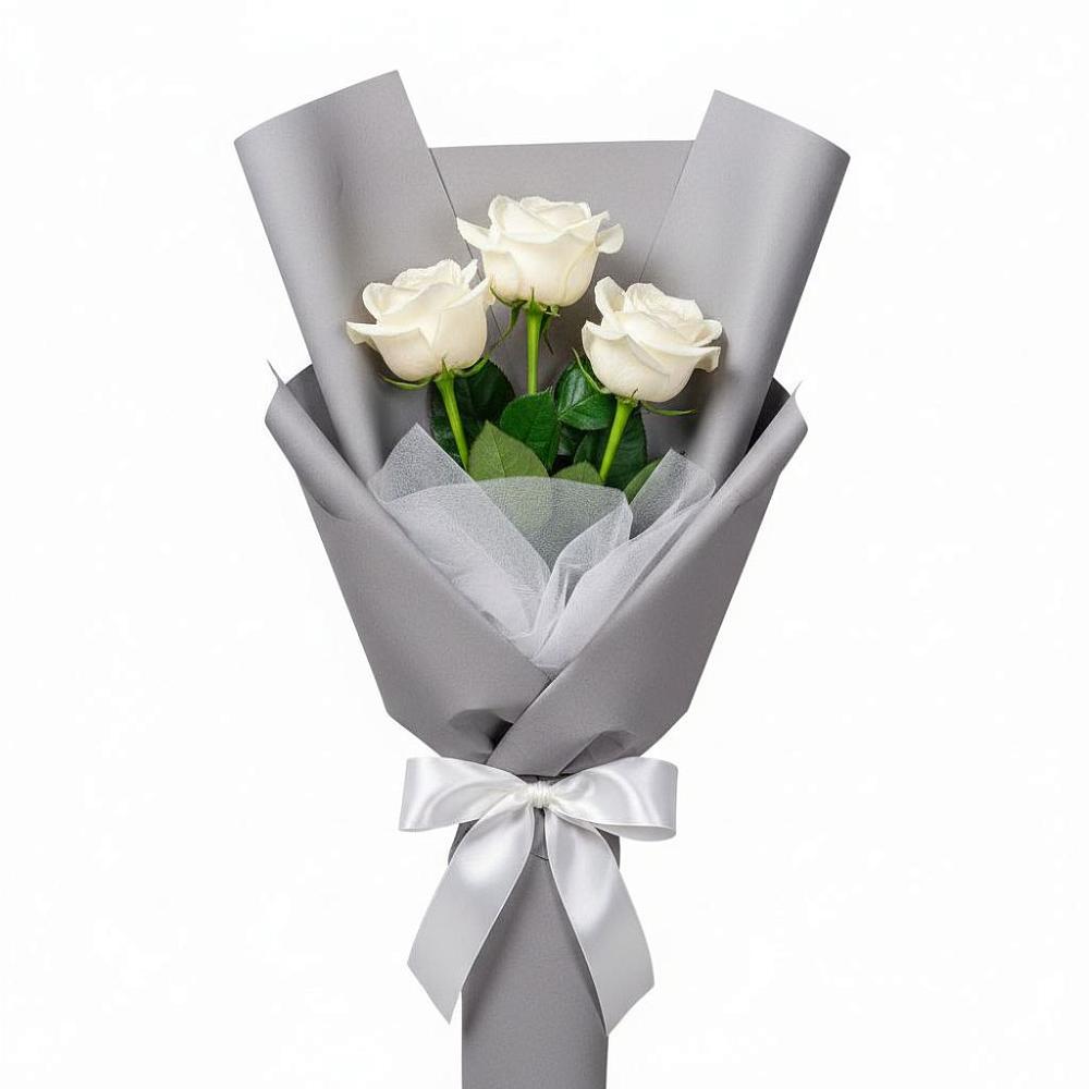 Букет 3 белые розы в Майском