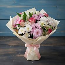 Букет цветов из:  Хризантемы, Альстромерии и Розы в Майском